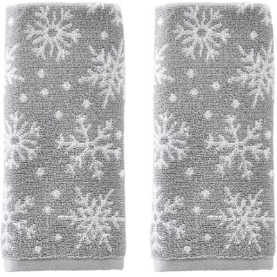 SKL Home Winter/Weihnachten verstreute Schneeflocken Handtuch 2-teiliges Set für Bad/Küche/Bar & Geschenk, Grau SKL Home Winter/Weihnachten verstreute Schneeflocken Handtuch 2-teiliges Set für Bad/Küche/Bar & Geschenk, Grau
