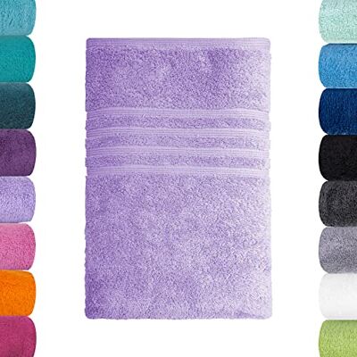 Lavea ® Badetuch 100x150 cm – Flieder 100% Baumwolle – Großes Duschtuch, saugstark, weich und hautfreundlich, Frottierserie Bali, waschbar und strapazierfähig Lavea ® Badetuch 100x150 cm – Flieder 100% Baumwolle – Großes Duschtuch, saugstark, weich und hautfreundlich, Frottierserie Bali, waschbar und strapazierfähig