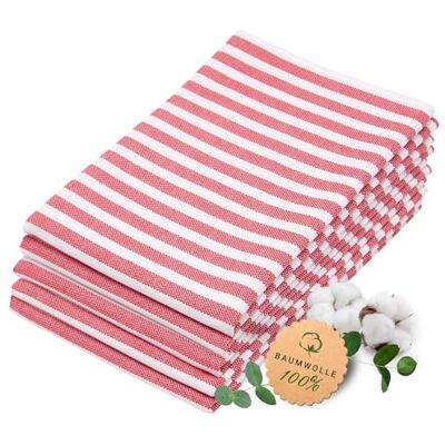 ZOLLNER 5er Set Geschirrtücher Baumwolle in 50x70 cm saugstarke und langlebige Küchentücher waschbar bis 60°C – in rot gestreift- Gastronomiequalität Oeko Tex® Zertifiziert ZOLLNER 5er Set Geschirrtücher Baumwolle in 50x70 cm saugstarke und langlebige Küchentücher waschbar bis 60°C – in rot gestreift- Gastronomiequalität Oeko Tex® Zertifiziert
