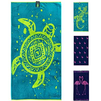 jilda-tex Strandtuch 90x180 cm Badetuch Strandlaken Handtuch 100% Baumwolle Velours Frottier Pflegeleicht (Ethno Turtle) jilda-tex Strandtuch 90x180 cm Badetuch Strandlaken Handtuch 100% Baumwolle Velours Frottier Pflegeleicht (Ethno Turtle)