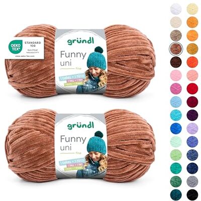 Gründl Wolle Funny uni Chenille Wolle 2 Knäuel 100 g, Hellbraun Gründl Wolle Funny uni Chenille Wolle 2 Knäuel 100 g, Hellbraun