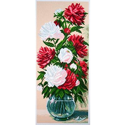 ART PA1058 Pfingstrosen Bedrucktes Aida für Kreuzstickerei, Baumwolle, Mehrfarbig, 16 x 38cm ART PA1058 Pfingstrosen Bedrucktes Aida für Kreuzstickerei, Baumwolle, Mehrfarbig, 16 x 38cm
