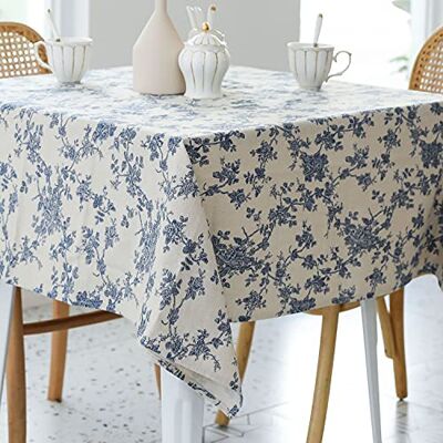 YiHomer Pastorale quadratische Tischdecke – 132x132 cm – Leinenstoff Tischdecke – waschbare Tischdecke mit staubdichter, knitterfreier für Restaurant, Innen- und Außenbereich, Blumenmuster (dunkelblau) YiHomer Pastorale quadratische Tischdecke – 132x132 cm – Leinenstoff Tischdecke – waschbare Tischdecke mit staubdichter, knitterfreier für Restaurant, Innen- und Außenbereich, Blumenmuster (dunkelblau)