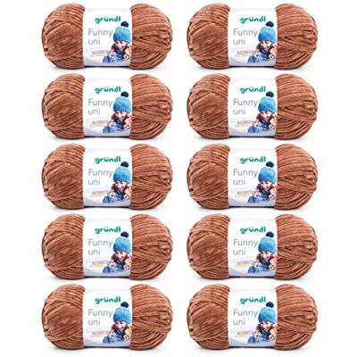 Gründl Wolle Funny uni Chenille Wolle 10 Knäuel 100 g, Hellbraun Gründl Wolle Funny uni Chenille Wolle 10 Knäuel 100 g, Hellbraun