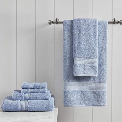 Madison Park Badetuch aus 100% Bio-Baumwolle, Hotel- und Spa-Qualität, sehr saugfähig, schnell trocknend, für Dusche, Hand- und Waschlappen, Verschiedene Größen, Blau, 6-teilig Madison Park Badetuch aus 100% Bio-Baumwolle, Hotel- und Spa-Qualität, sehr saugfähig, schnell trocknend, für Dusche, Hand- und Waschlappen, Verschiedene Größen, Blau, 6-teilig