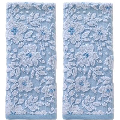 SKL Home Jacquard-Handtuch, Blumenmuster, Himmelblau, 2 Stück SKL Home Jacquard-Handtuch, Blumenmuster, Himmelblau, 2 Stück