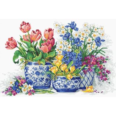 Luca-S Kreuzstich Set Frühlingsblumen, Zählmuster, 39x25cm Luca-S Kreuzstich Set Frühlingsblumen, Zählmuster, 39x25cm