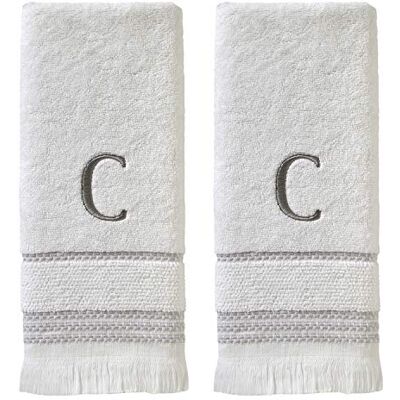 SKL Home Lässiges Monogramm-Handtuch-Set, C, 40,6 x 66 cm, Weiß, 2 Stück. SKL Home Lässiges Monogramm-Handtuch-Set, C, 40,6 x 66 cm, Weiß, 2 Stück.