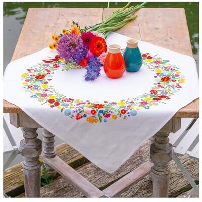 Vervaco Stickpackung Tischdecke Sticken Set Erwachsene Vorgedruckt BUNTE WELT DER BLUMEN Stickdecken Vorgezeichnet Decke Sticken Stickpackung Plattstich ca. 72 x 72 cm Kreatives Geschenk Vervaco Stickpackung Tischdecke Sticken Set Erwachsene Vorgedruckt BUNTE WELT DER BLUMEN Stickdecken Vorgezeichnet Decke Sticken Stickpackung Plattstich ca. 72 x 72 cm Kreatives Geschenk
