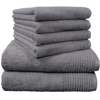 Dyckhoff Handtuchset Brillant, 6-teilig, 100% Baumwolle, grau 2 Badetücher 70x140cm, 4 Handtücher 50x100cm, hochwertige Qualität Dyckhoff Handtuchset Brillant, 6-teilig, 100% Baumwolle, grau 2 Badetücher 70x140cm, 4 Handtücher 50x100cm, hochwertige Qualität