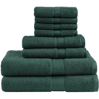 Madison Park Signature Luxuriöses Badetuch-Set, 800 g/m², 100% Baumwolle, sehr saugfähig, schnell trocknend, Hotel- und Spa-Qualität für Badezimmer, Verschiedene Größen, Dunkelgrün, 8-teilig Madison Park Signature Luxuriöses Badetuch-Set, 800 g/m², 100% Baumwolle, sehr saugfähig, schnell trocknend, Hotel- und Spa-Qualität für Badezimmer, Verschiedene Größen, Dunkelgrün, 8-teilig