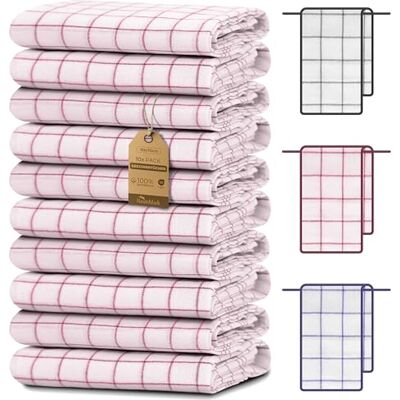 NatureMark 10er Set Geschirrtücher 50x70 cm – 100% Baumwolle, saugfähig & strapazierfähig – Geschirrtücher und Küchentücher für Haushalt und professionelle Küchen, inklusive E-Book, Farbe: Rot NatureMark 10er Set Geschirrtücher 50x70 cm – 100% Baumwolle, saugfähig & strapazierfähig – Geschirrtücher und Küchentücher für Haushalt und professionelle Küchen, inklusive E-Book, Farbe: Rot