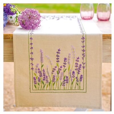 Vervaco Tischläufer Plattstich Stickpackung Lavendel, Stickbild gedruckt, 35x95cm Vervaco Tischläufer Plattstich Stickpackung Lavendel, Stickbild gedruckt, 35x95cm