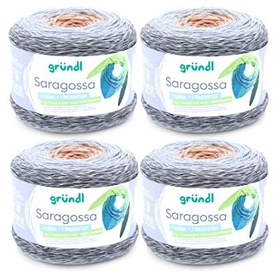 Gründl Wolle Saragossa (weiches Farbverlaufsgarn aus 50% Baumwolle und 50% Polyacryl, 250 g / 1000 m, Nadelstärke: 3 mm – 4 mm, 4 x 250 g), Wellness Farbe Gründl Wolle Saragossa (weiches Farbverlaufsgarn aus 50% Baumwolle und 50% Polyacryl, 250 g / 1000 m, Nadelstärke: 3 mm – 4 mm, 4 x 250 g), Wellness Farbe