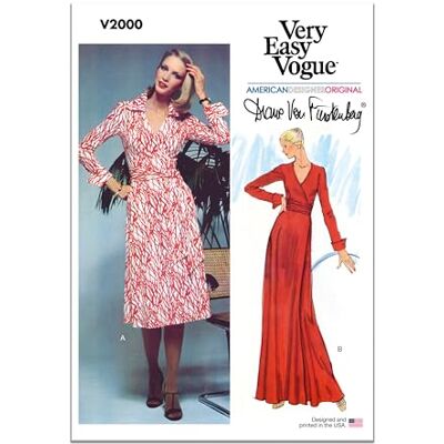 Vogue Patterns Vogue V2000H5 Schnittmuster-Paket für Wickelkleider von Diane von Furstenberg, Design-Code V2000, Größen 34-38-40, Mehrfarbig Vogue Patterns Vogue V2000H5 Schnittmuster-Paket für Wickelkleider von Diane von Furstenberg, Design-Code V2000, Größen 34-38-40, Mehrfarbig