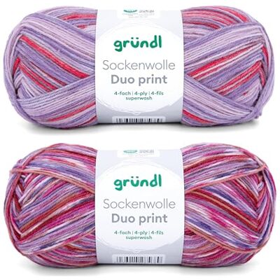 Gründl Wolle Sockenwolle Duo 2 Knäuel 100 g, lavendel-flieder Gründl Wolle Sockenwolle Duo 2 Knäuel 100 g, lavendel-flieder