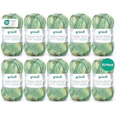 Gründl Wolle Cotton Quick print Strickgarn 10 Knäuel 50 g, salbei-sand-aqua Gründl Wolle Cotton Quick print Strickgarn 10 Knäuel 50 g, salbei-sand-aqua