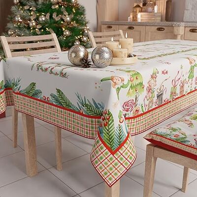 PETTI Artigiani Italiani Petti Weihnachtstischdecke Tischdecke 140 x 180 cm, rechteckig, schmutzabweisend & fleckenabweisend, Pflegeleichte Mikrofaser mit Motiv Noel, ideal für Advent & Weihnachten PETTI Artigiani Italiani Petti Weihnachtstischdecke Tischdecke 140 x 180 cm, rechteckig, schmutzabweisend & fleckenabweisend, Pflegeleichte Mikrofaser mit Motiv Noel, ideal für Advent & Weihnachten