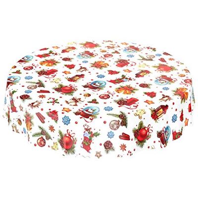 ANRO Wachstuchtischdecke Wachstuch Wachstischdecke Tischdecke Weihnachten Weihnachtskugeln Fest Feier Rund 140cm ANRO Wachstuchtischdecke Wachstuch Wachstischdecke Tischdecke Weihnachten Weihnachtskugeln Fest Feier Rund 140cm