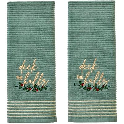 SKL Home Christmas Deck The Halls Handtuch-Set, Grün, 2 Stück SKL Home Christmas Deck The Halls Handtuch-Set, Grün, 2 Stück