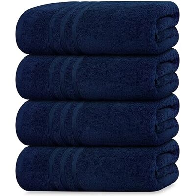 Tens Towels 4-teiliges Badetuch-Set, 100% Baumwolle, 68,6 x 137,2 cm, perfekte Duschtücher, leicht, schnell trocknende Handtücher für Ihr Badezimmer (Marineblau, 4-teiliges Badetuch-Set) Tens Towels 4-teiliges Badetuch-Set, 100% Baumwolle, 68,6 x 137,2 cm, perfekte Duschtücher, leicht, schnell trocknende Handtücher für Ihr Badezimmer (Marineblau, 4-teiliges Badetuch-Set)