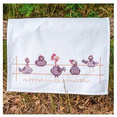 Vervaco Tischläufer Kreuzstich Stickpackung Lustige Hühner, Stickbild gedruckt, 46x71cm Vervaco Tischläufer Kreuzstich Stickpackung Lustige Hühner, Stickbild gedruckt, 46x71cm