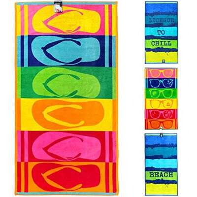 jilda-tex Strandtuch 90x180 cm Badetuch Strandlaken Handtuch 100% Baumwolle Velours Frottier Pflegeleicht (Flip Flops) jilda-tex Strandtuch 90x180 cm Badetuch Strandlaken Handtuch 100% Baumwolle Velours Frottier Pflegeleicht (Flip Flops)