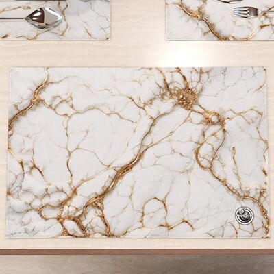 PETTI Artigiani Italiani MARBLELIZED Amerikanische Tischsets, waschbar, Tischset aus Stoff mit weißem Marmoreffekt, 2er-Set (30 x 45 cm) elegant, ideal für Frühstück, Mittag- und Abendessen, Geschenkidee, 100% Made in PETTI Artigiani Italiani MARBLELIZED Amerikanische Tischsets, waschbar, Tischset aus Stoff mit weißem Marmoreffekt, 2er-Set (30 x 45 cm) elegant, ideal für Frühstück, Mittag- und Abendessen, Geschenkidee, 100% Made in