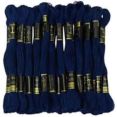 ANCHOR 25 x Kreuzstichhandstickerei Floss Stranded Baumwollfaden Skeins-Marine-Blau ANCHOR 25 x Kreuzstichhandstickerei Floss Stranded Baumwollfaden Skeins-Marine-Blau