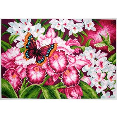 ART Orchideen Bedrucktes Aida für Kreuzstickerei, Baumwolle, Mehrfarbig, 27x39cm ART Orchideen Bedrucktes Aida für Kreuzstickerei, Baumwolle, Mehrfarbig, 27x39cm