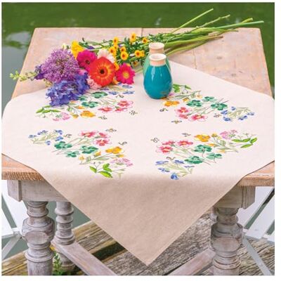 Vervaco Stickpackung Tischdecke Set Erwachsene Vorgedruckt WIESENBLUMEN Stickdecken Vorgezeichnet Decke Sticken Stickpackung Plattstich 72 x 72 cm Stoff zum Sticken Kreatives Geschenk Vervaco Stickpackung Tischdecke Set Erwachsene Vorgedruckt WIESENBLUMEN Stickdecken Vorgezeichnet Decke Sticken Stickpackung Plattstich 72 x 72 cm Stoff zum Sticken Kreatives Geschenk
