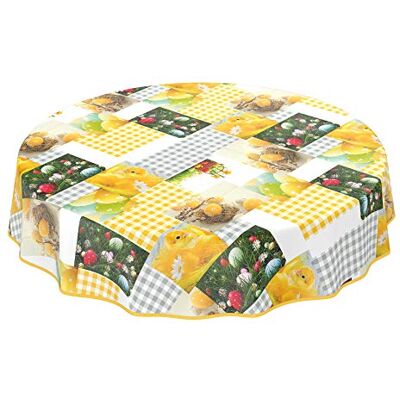 ANRO Wachstuchtischdecke abwaschbar Garten Tischdecke Wachstuch Rund Oval Eckig Indoor Outdoor Ostern Osterei Karo Küken Rund 120cm mit Saum Eingefasst ANRO Wachstuchtischdecke abwaschbar Garten Tischdecke Wachstuch Rund Oval Eckig Indoor Outdoor Ostern Osterei Karo Küken Rund 120cm mit Saum Eingefasst