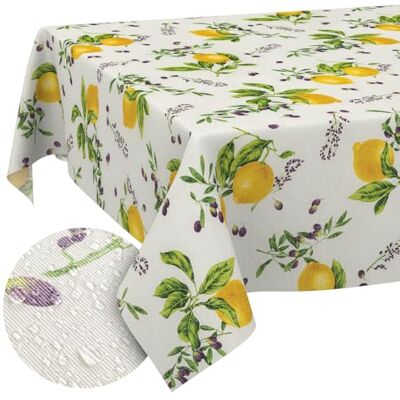 ANRO Tischdecke aus Stoff Textil abwaschbar Tischwäsche Tischtuch Baumwolle Polyester Lemon Rund 100cm In-/Outdoor Tischdecke ANRO Tischdecke aus Stoff Textil abwaschbar Tischwäsche Tischtuch Baumwolle Polyester Lemon Rund 100cm In-/Outdoor Tischdecke