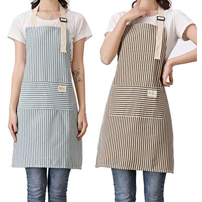 Lofekea Schürzen 2 Pack Verstellbare Latzschürzen mit 2 Taschen Baumwolle Leinen Kochen Küche Chef Schürze für Damen und Herren Lofekea Schürzen 2 Pack Verstellbare Latzschürzen mit 2 Taschen Baumwolle Leinen Kochen Küche Chef Schürze für Damen und Herren