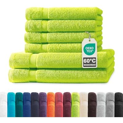 Müskaan ® 6er Handtuch Set Apfelgrün, 100% Baumwolle, 500g/m² – 2X Duschtuch 70x140cm & 4X Handtuch 50x100cm – Öko-Tex, Frottee Handtücher Set Baumwolle, Handtuchset Grün, 60°C waschbar, Frotteetücher Müskaan ® 6er Handtuch Set Apfelgrün, 100% Baumwolle, 500g/m² – 2X Duschtuch 70x140cm & 4X Handtuch 50x100cm – Öko-Tex, Frottee Handtücher Set Baumwolle, Handtuchset Grün, 60°C waschbar, Frotteetücher