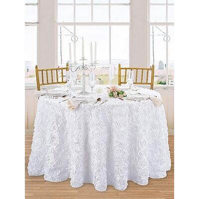 QueenDream Weiße Tischdecken für runde Tische, 228,6 cm, Rosette, Tischdecke für Hochzeit, Brautparty, Taufe, Geburtstag, Party, Tischdekorationen QueenDream Weiße Tischdecken für runde Tische, 228,6 cm, Rosette, Tischdecke für Hochzeit, Brautparty, Taufe, Geburtstag, Party, Tischdekorationen