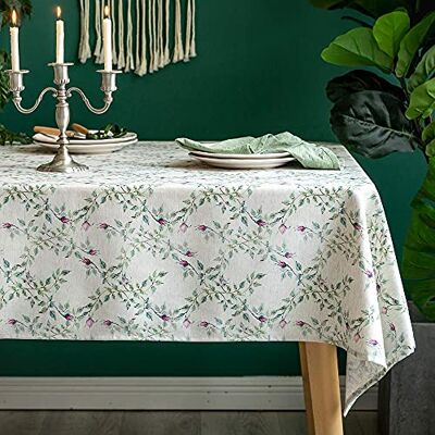 GLORY SEASON 100% wasserdichte, rustikale Tischdecken mit Blumendruck, Leinen, rechteckige Tischdecke aus Jute, Bauernhaus-Tischdecke, TPU-Vinyl-Tischdecke für Küche, Esszimmer und Party, 140x250 cm GLORY SEASON 100% wasserdichte, rustikale Tischdecken mit Blumendruck, Leinen, rechteckige Tischdecke aus Jute, Bauernhaus-Tischdecke, TPU-Vinyl-Tischdecke für Küche, Esszimmer und Party, 140x250 cm