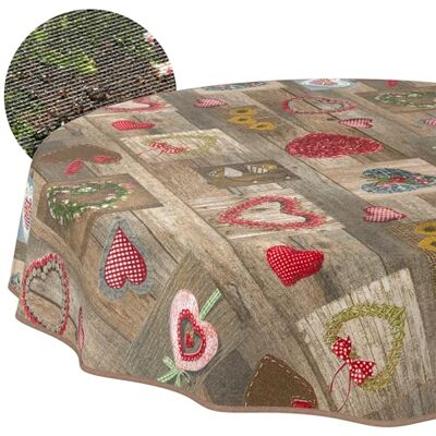 ANRO Tischdecke abwaschbar Herzen Rund 140 cm – wasserabweisend Indoor Outdoor, Lotuseffekt, mit Saum ANRO Tischdecke abwaschbar Herzen Rund 140 cm – wasserabweisend Indoor Outdoor, Lotuseffekt, mit Saum