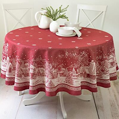 Benson Mills Weihnachtsgeschichten-Tischdecke, Jacquard-Stoff, 132 x 178 cm 70RD Benson Mills Weihnachtsgeschichten-Tischdecke, Jacquard-Stoff, 132 x 178 cm 70RD