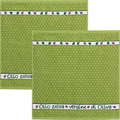 KRACHT Frottier-Geschirrtuch "Olio extra" 2er-Pack Baumwolle grün Größe 50x50 cm KRACHT Frottier-Geschirrtuch "Olio extra" 2er-Pack Baumwolle grün Größe 50x50 cm