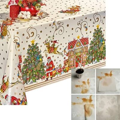 Decoser Weihnachtstischdecke Schweres Tischdecke mit Flanellrückseite, Leicht Abwischbar, Wasserfestes Kunststoff-Tischtuch in Rechteckiger Form für Weihnachten (Weihnachten, 140x180 cm) Decoser Weihnachtstischdecke Schweres Tischdecke mit Flanellrückseite, Leicht Abwischbar, Wasserfestes Kunststoff-Tischtuch in Rechteckiger Form für Weihnachten (Weihnachten, 140x180 cm)