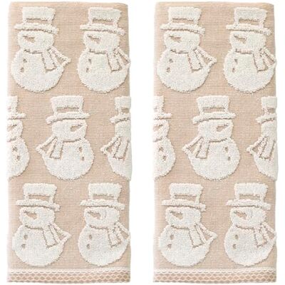 SKL Home Weihnacht/Winter Schneemann Jacquard 100% Baumwolle wendbar 2-teiliges Handtuch-Set, weich und saugfähig, dekorativ für Bad/Küche/Bar & Geschenk, Hellbraun SKL Home Weihnacht/Winter Schneemann Jacquard 100% Baumwolle wendbar 2-teiliges Handtuch-Set, weich und saugfähig, dekorativ für Bad/Küche/Bar & Geschenk, Hellbraun