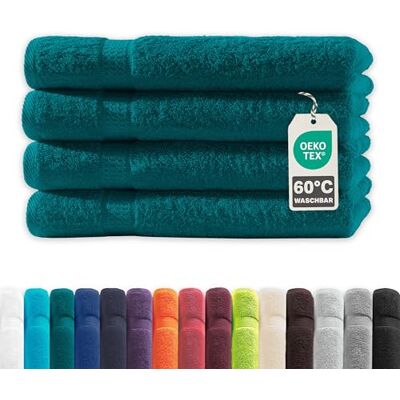 Müskaan ® 4er Handtuch Set Petrol, 100% Baumwolle, 50x100cm, 500g/m² – Öko-Tex, Frottee Handtücher Set Baumwolle, Handtucherset 50x100cm, Handtuchset Blau für Bad, 60°C waschbar, Frotteetücher Müskaan ® 4er Handtuch Set Petrol, 100% Baumwolle, 50x100cm, 500g/m² – Öko-Tex, Frottee Handtücher Set Baumwolle, Handtucherset 50x100cm, Handtuchset Blau für Bad, 60°C waschbar, Frotteetücher