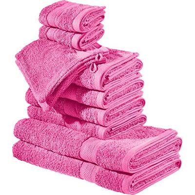 REDBEST Frottier-Set 10-TLG. Chicago pink Größe Handtuch, Duschtuch, Gästetuch, Waschhandschuh saugstark, strapazierfähig, ideal für Reisen, Sport REDBEST Frottier-Set 10-TLG. Chicago pink Größe Handtuch, Duschtuch, Gästetuch, Waschhandschuh saugstark, strapazierfähig, ideal für Reisen, Sport