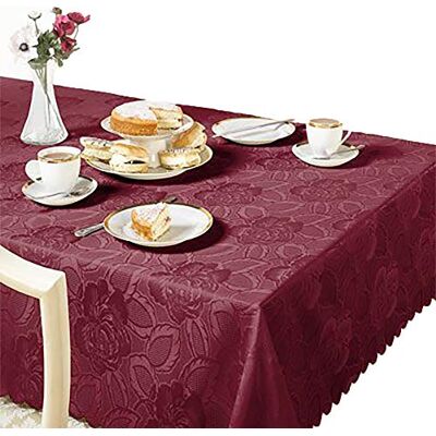 Emma Barclay Damast Rose Tischdecke, rund, 178 cm, Weinrot Emma Barclay Damast Rose Tischdecke, rund, 178 cm, Weinrot