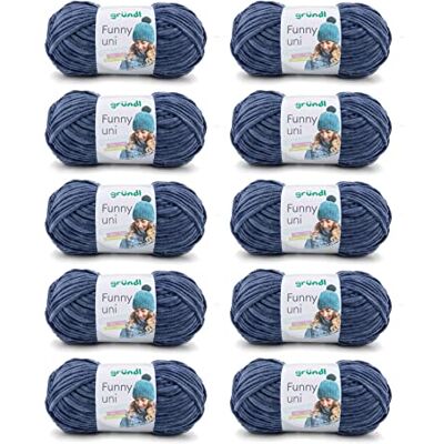 Gründl Wolle Funny uni Chenille Wolle 10 Knäuel 100 g, Navy Gründl Wolle Funny uni Chenille Wolle 10 Knäuel 100 g, Navy