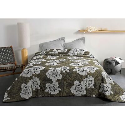 LINDER Bettüberwurf, wattiert, Motiv Blume Natur, gewebt und gefärbt in Frankreich – Farbe: Teegelb und Schwarz – Maße: 240 x 260 cm – Stoff Polyester/Baumwolle und Wattierung 100% Polyester LINDER Bettüberwurf, wattiert, Motiv Blume Natur, gewebt und gefärbt in Frankreich – Farbe: Teegelb und Schwarz – Maße: 240 x 260 cm – Stoff Polyester/Baumwolle und Wattierung 100% Polyester