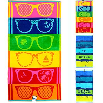 jilda-tex Strandtuch 90x180 cm Badetuch Strandlaken Handtuch 100% Baumwolle Velours Frottier Pflegeleicht (Sunglasses) jilda-tex Strandtuch 90x180 cm Badetuch Strandlaken Handtuch 100% Baumwolle Velours Frottier Pflegeleicht (Sunglasses)
