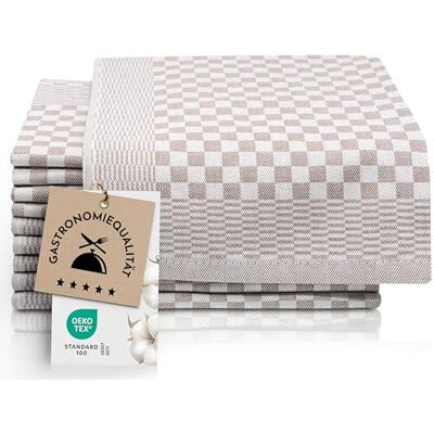 ZOLLNER 10er Set Geschirrtücher Baumwolle in 46x70 cm super saugstarke und robuste Küchentücher – waschbar bis 60°C – in braun kariert Gastronomiequalität Oeko Tex® Zertifiziert ZOLLNER 10er Set Geschirrtücher Baumwolle in 46x70 cm super saugstarke und robuste Küchentücher – waschbar bis 60°C – in braun kariert Gastronomiequalität Oeko Tex® Zertifiziert