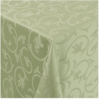 MODERNO Tischdecke Stoff Damast Barock Jacquard Ranken Design mit Saum rund 140 cm Lind-Grün MODERNO Tischdecke Stoff Damast Barock Jacquard Ranken Design mit Saum rund 140 cm Lind-Grün
